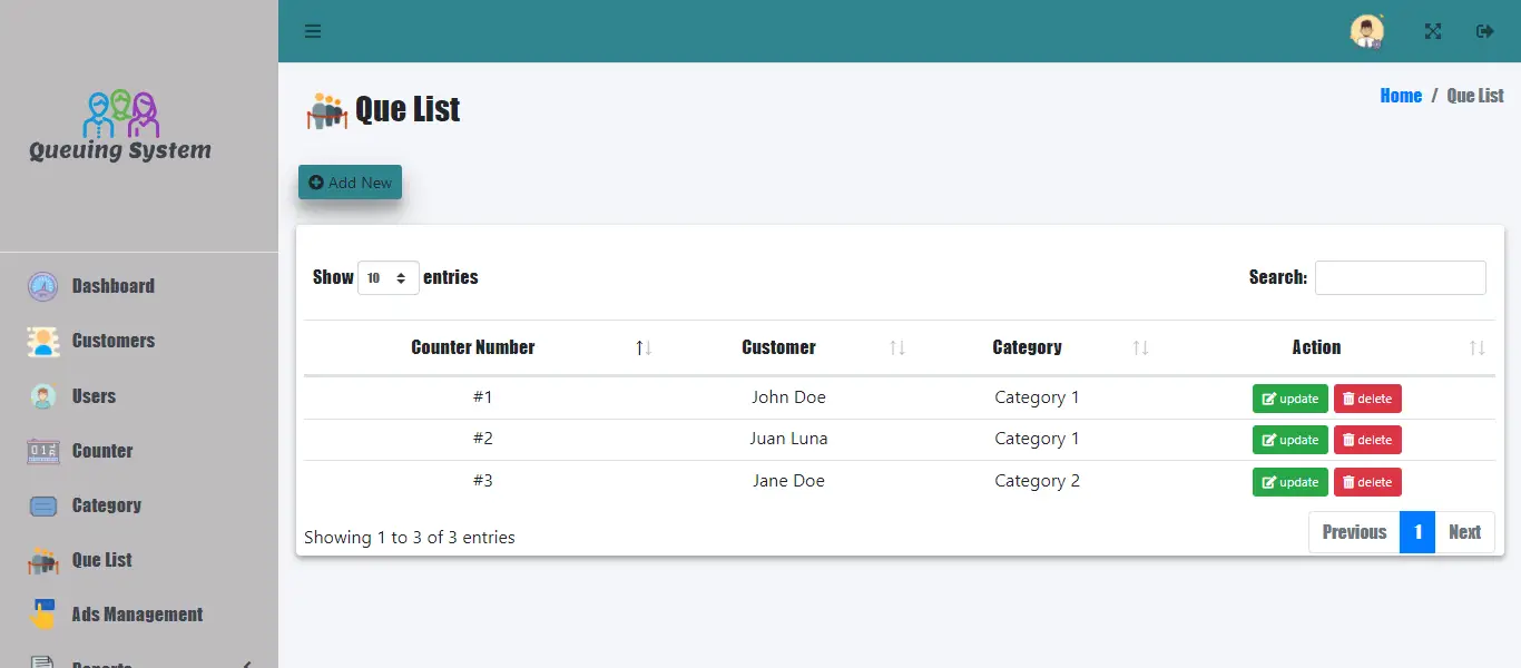 Queuing System Free Template - Que List