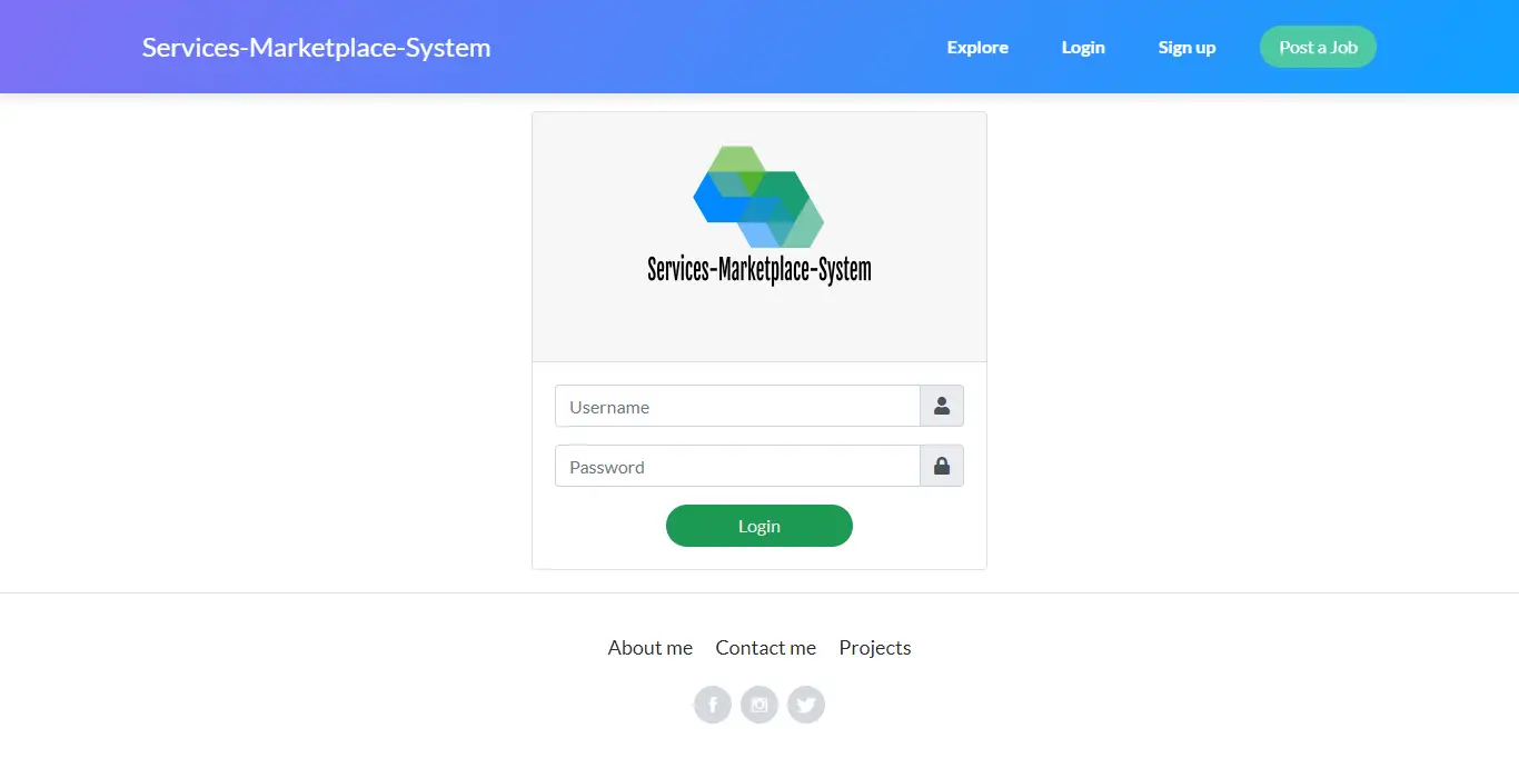 Services Marketplace System Free Download - Login
