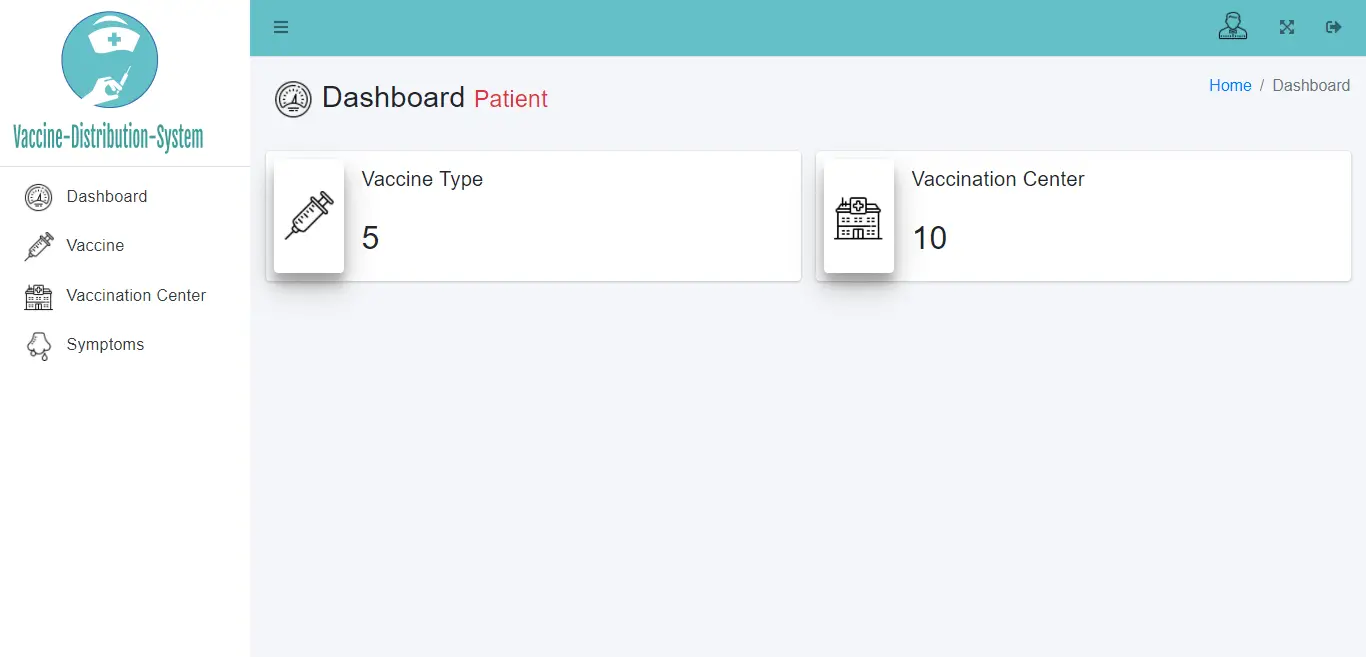 Vaccine Distribution System Bootstrap Template - Patient Dashboard