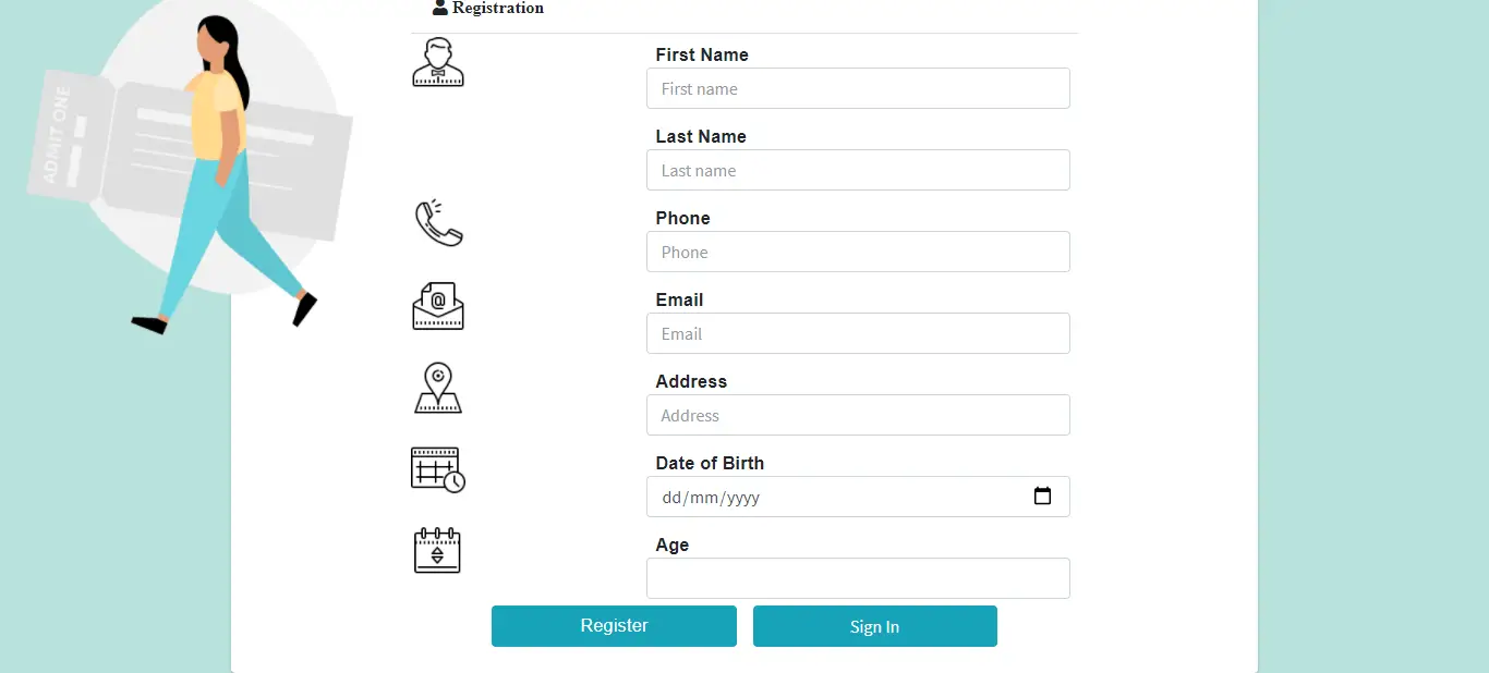 Vaccine Distribution System Bootstrap Template - Registration Form
