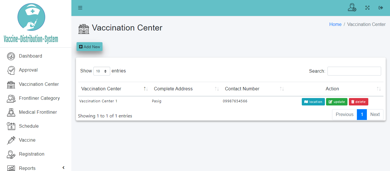 Vaccine Distribution System Bootstrap Template - Vaccination Center