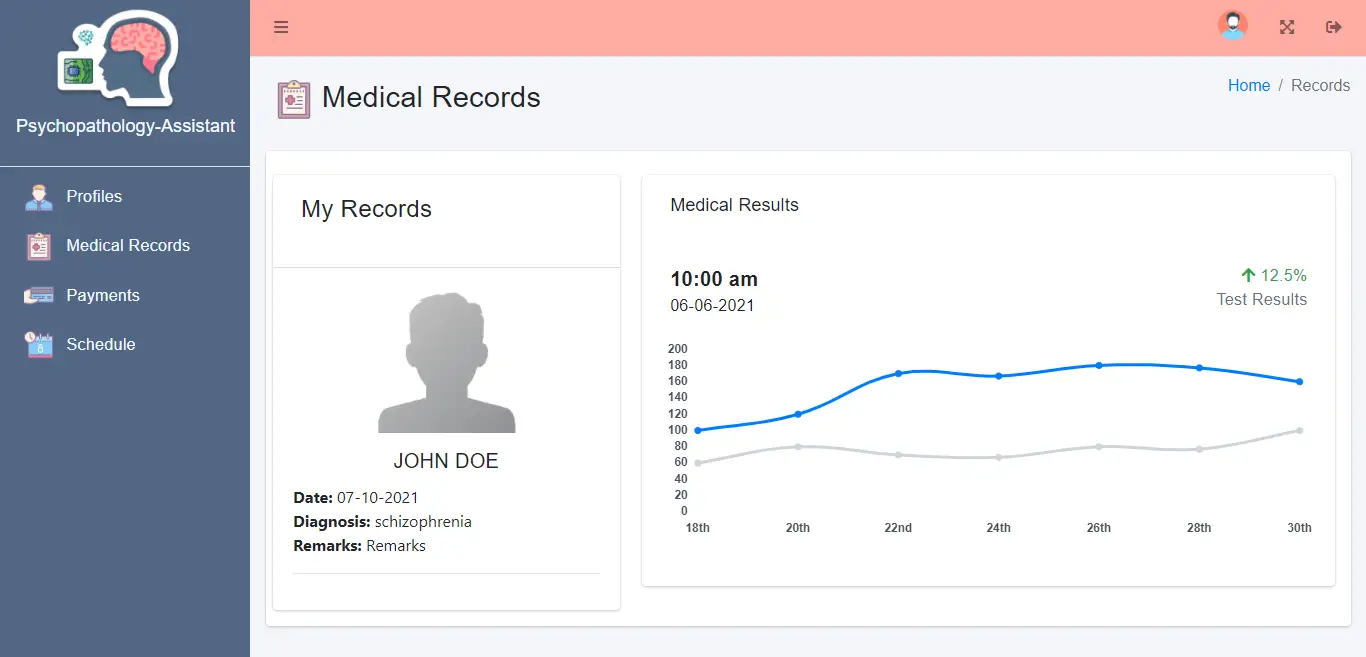 Web Based Psychopathology Diagnosis System - Patient Medical Records