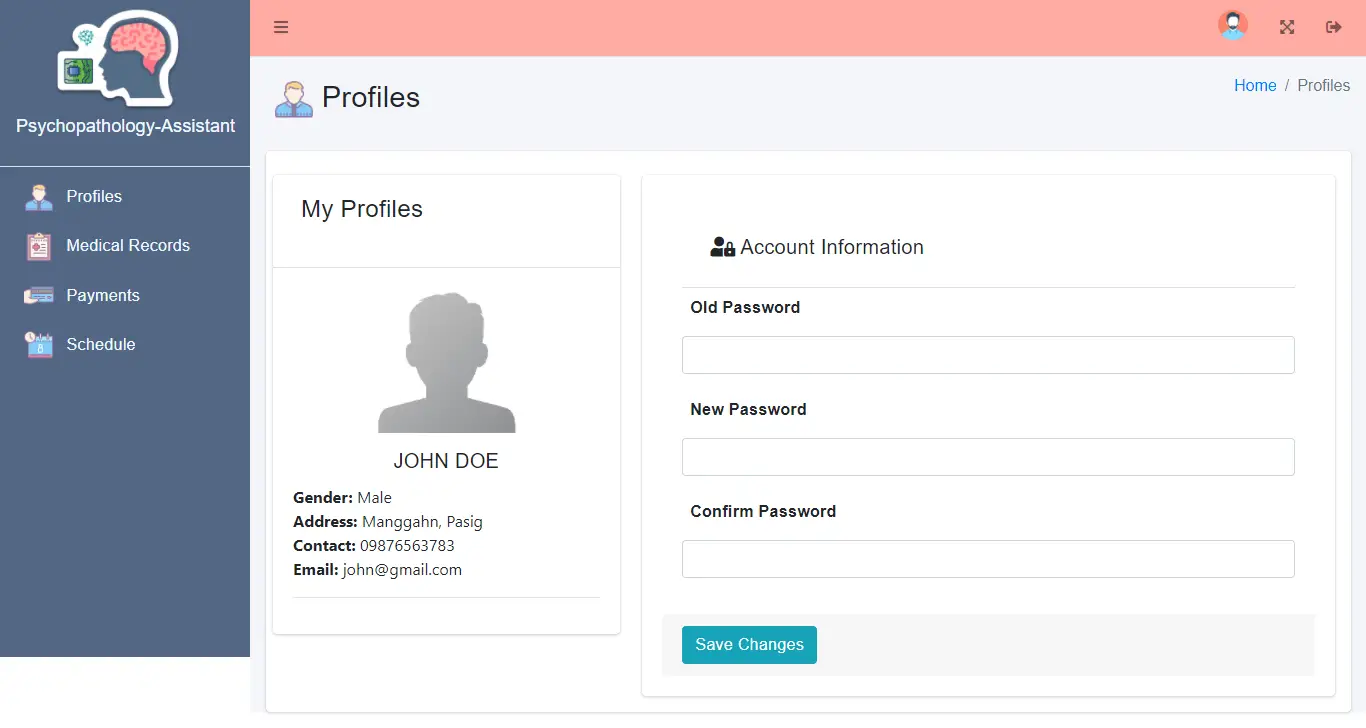 Web Based Psychopathology Diagnosis System - Patient Profile