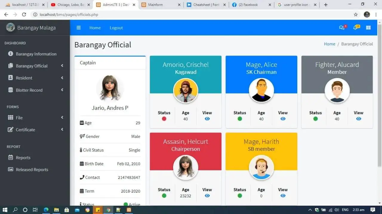 Barangay Management System using PHP MySqli - Barangay Official