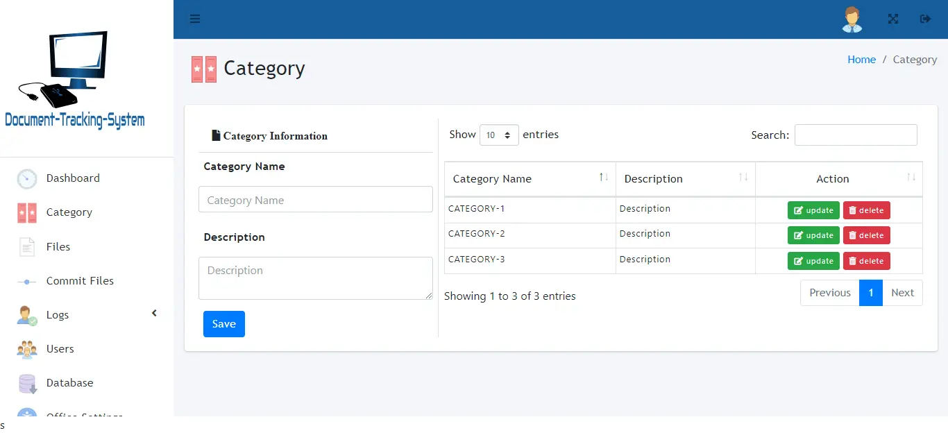 Document Tracking System - File Category