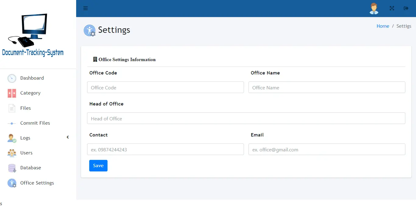 Document Tracking System - Office Settings