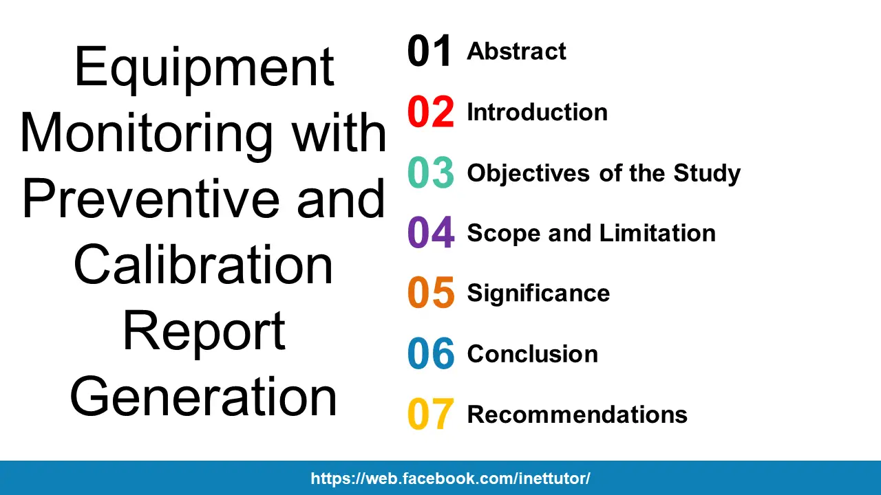 Equipment Monitoring with Preventive and Calibration Report Generation