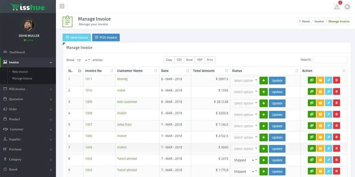 POS with E-commerce Web Application - Manage Invoice