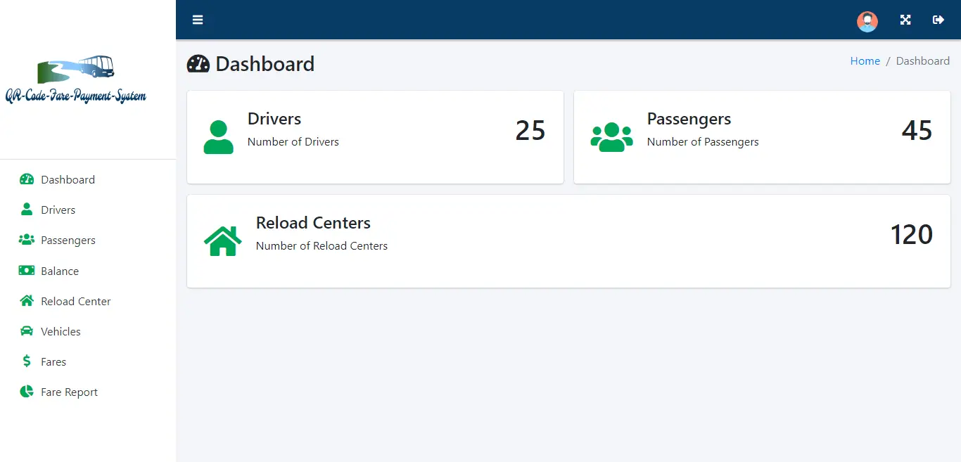 QR Code Fare Payment System - Admin Dashboard