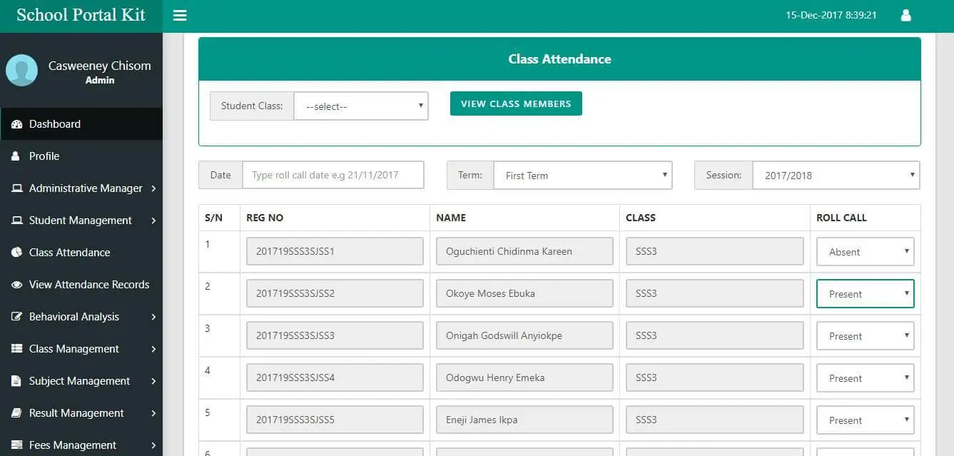 School Portal Kit - Class Attendance