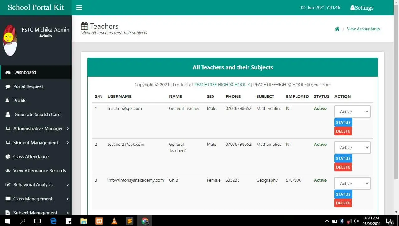 School Portal Kit - Teacher Management