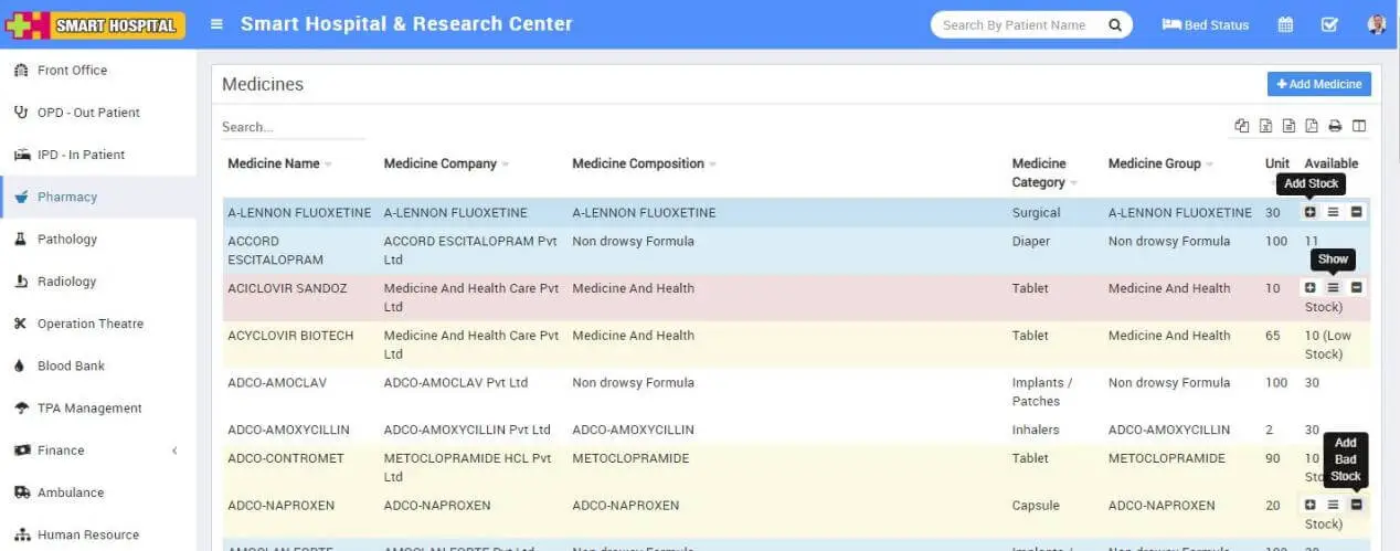 Smart Hospital and Research Center - Pharmacy Medicine