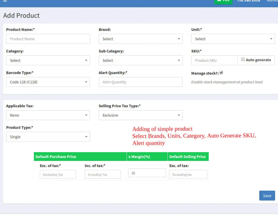 Web-based POS System - Add Product