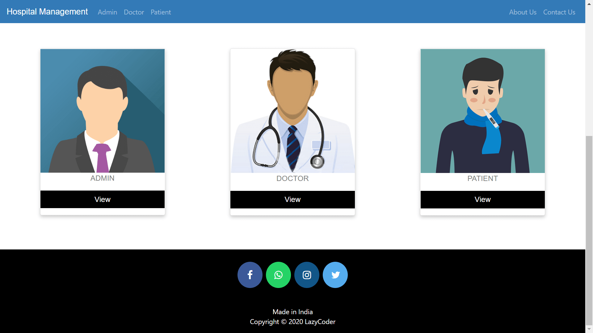 Hospital Management System in Django - Homepage