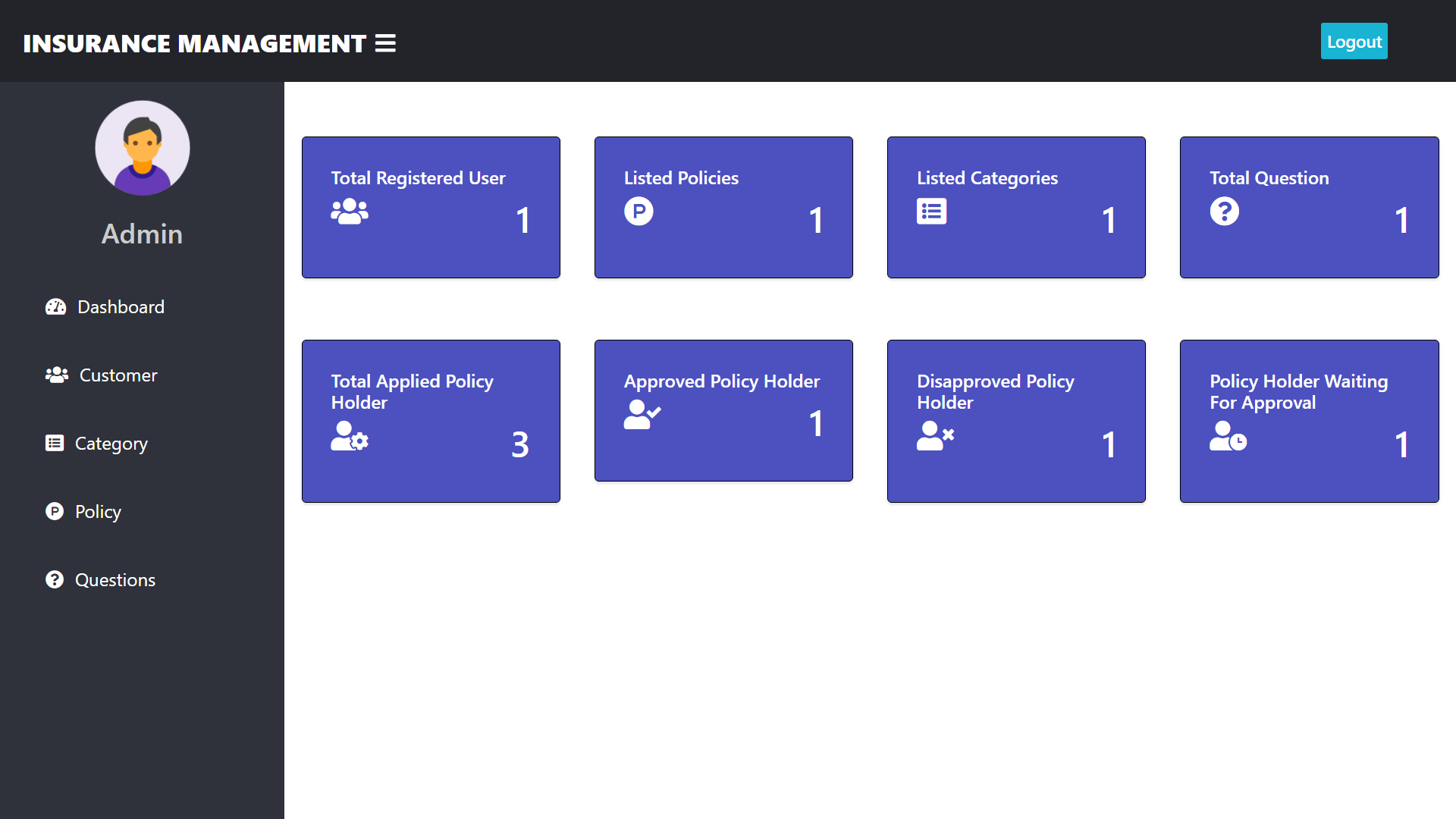 Insurance Management System in Django - Admin Dashboard