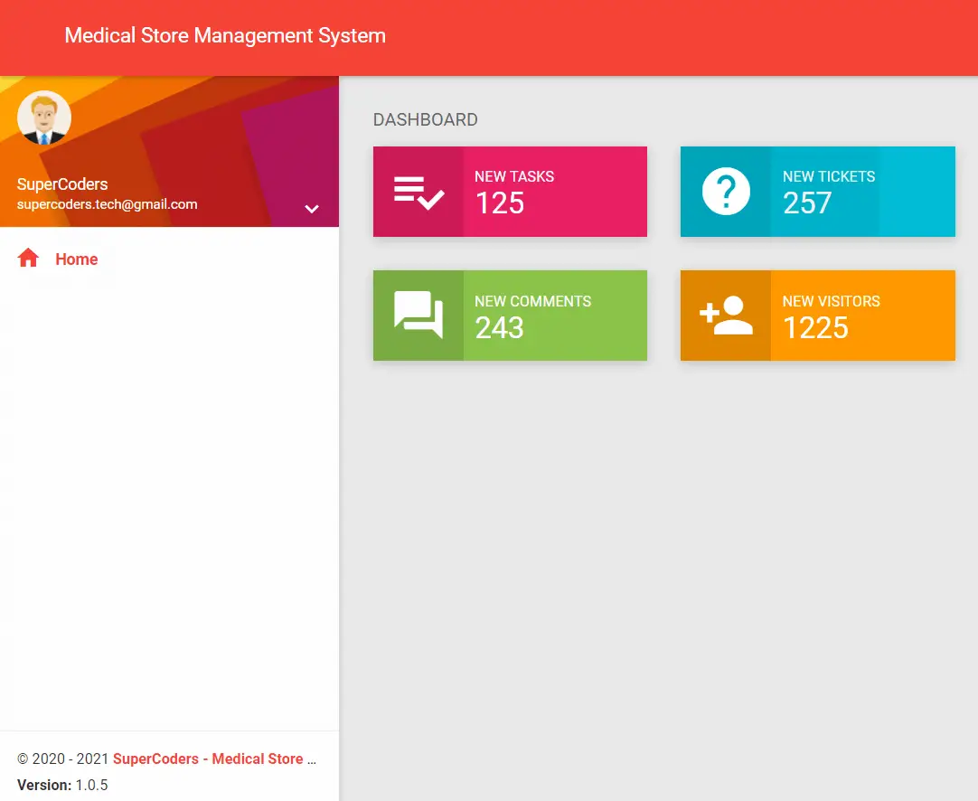 Medical Store Management System in Django - Dashboard