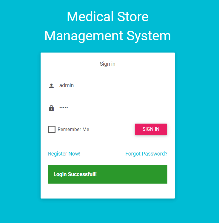 Medical Store Management System in Django - Login Form