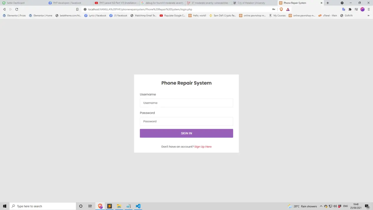 Phone Repair System - Login Form