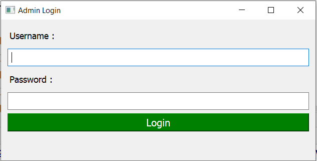 Python Vehicle Parking Management System - Login Form