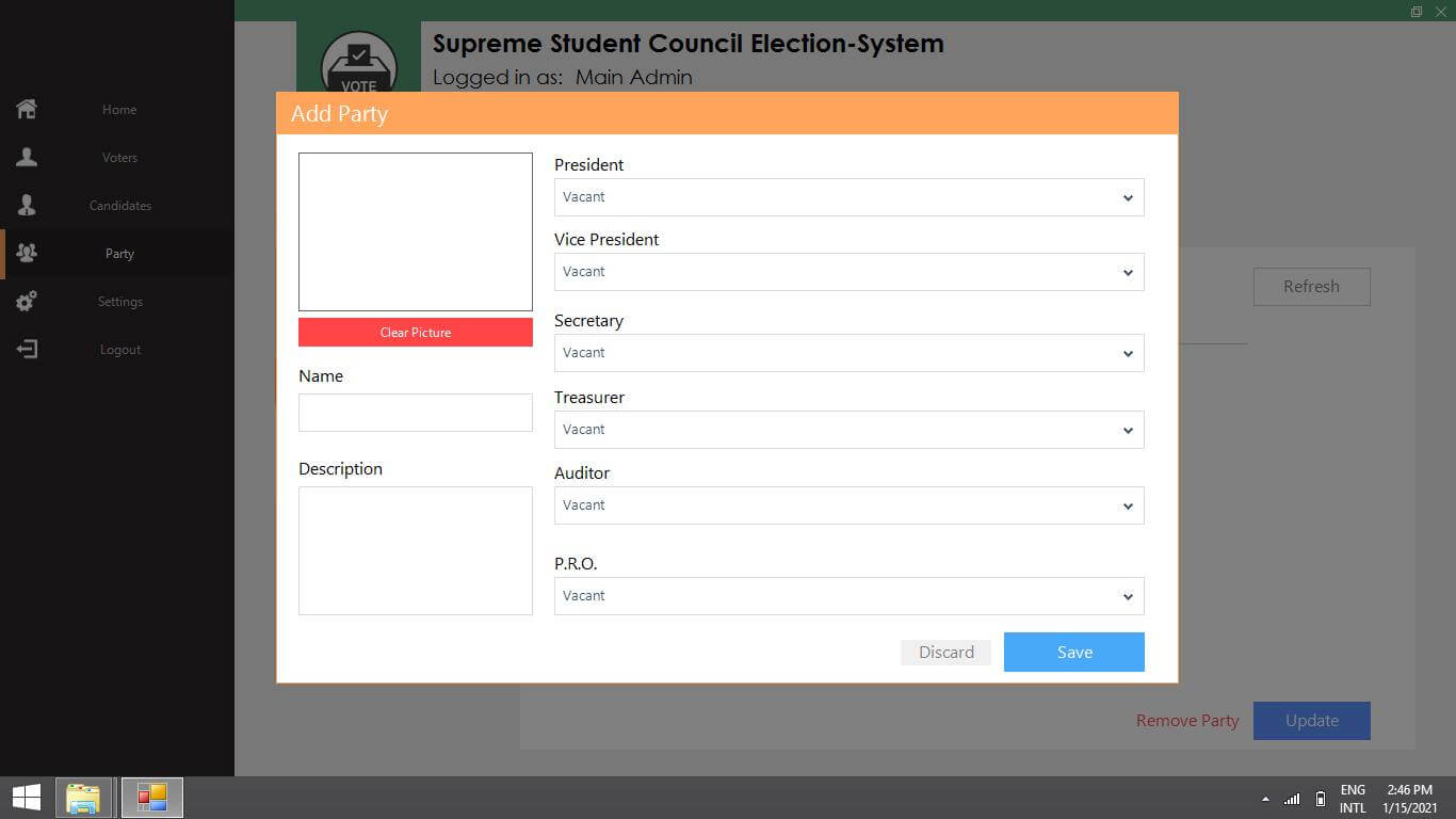 VB.Net SSC Election Voting System - Add Party