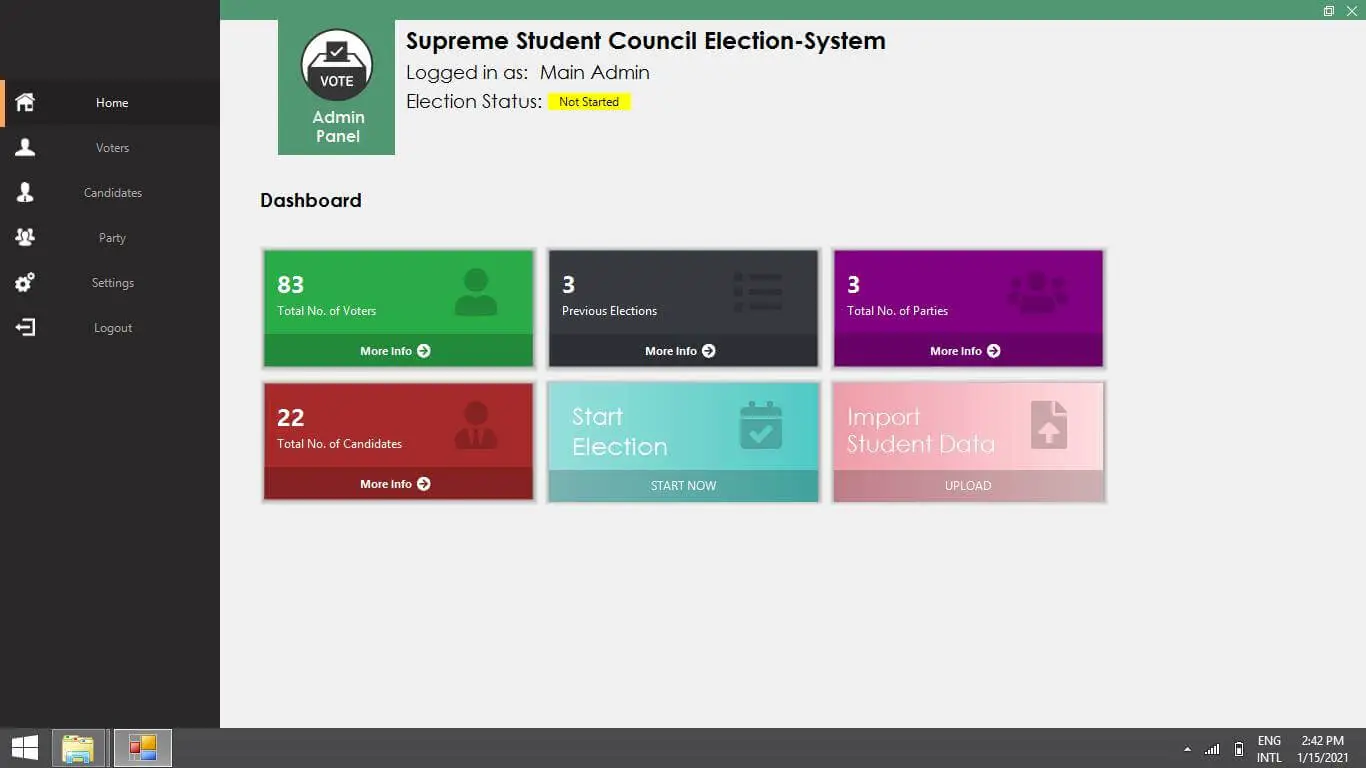 VB.Net SSC Election Voting System - Dashboard