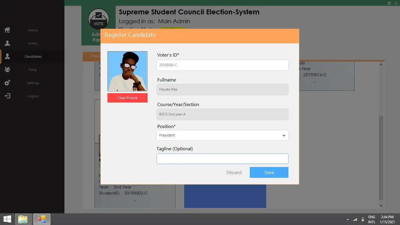 VB.Net SSC Election Voting System - Register Candidate