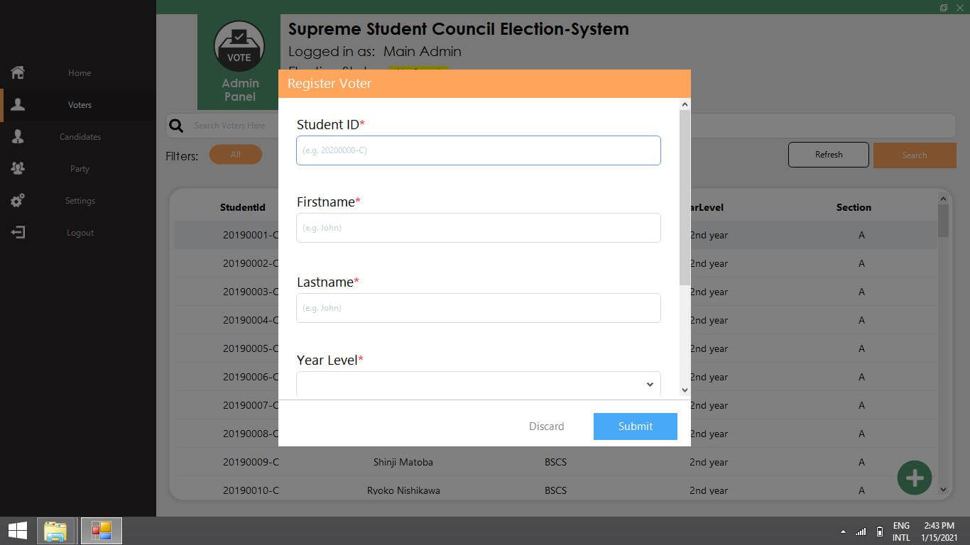 VB.Net SSC Election Voting System - Register Voter