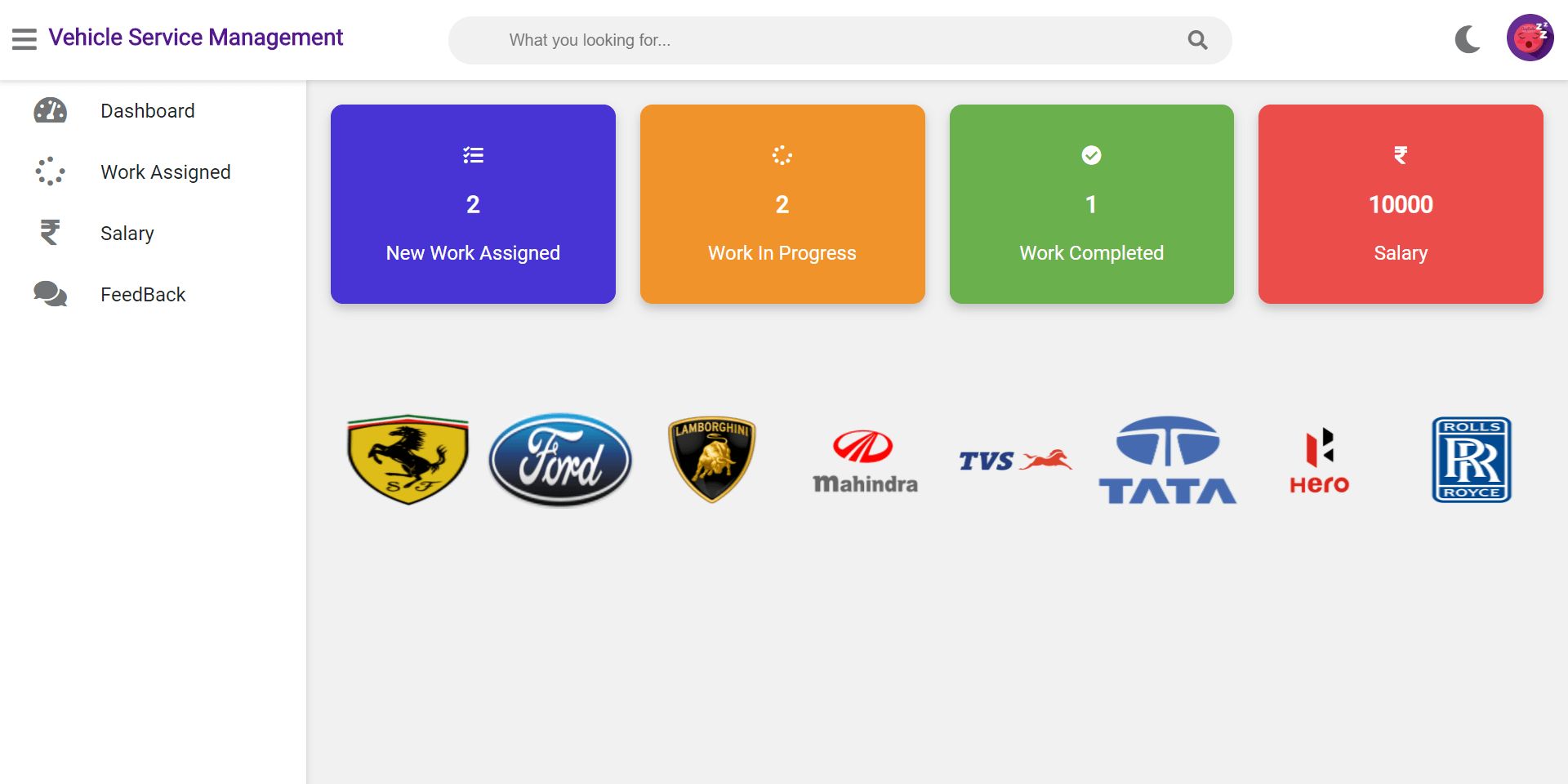 Vehicle Service Management System in Django - Mechanic Dashboard