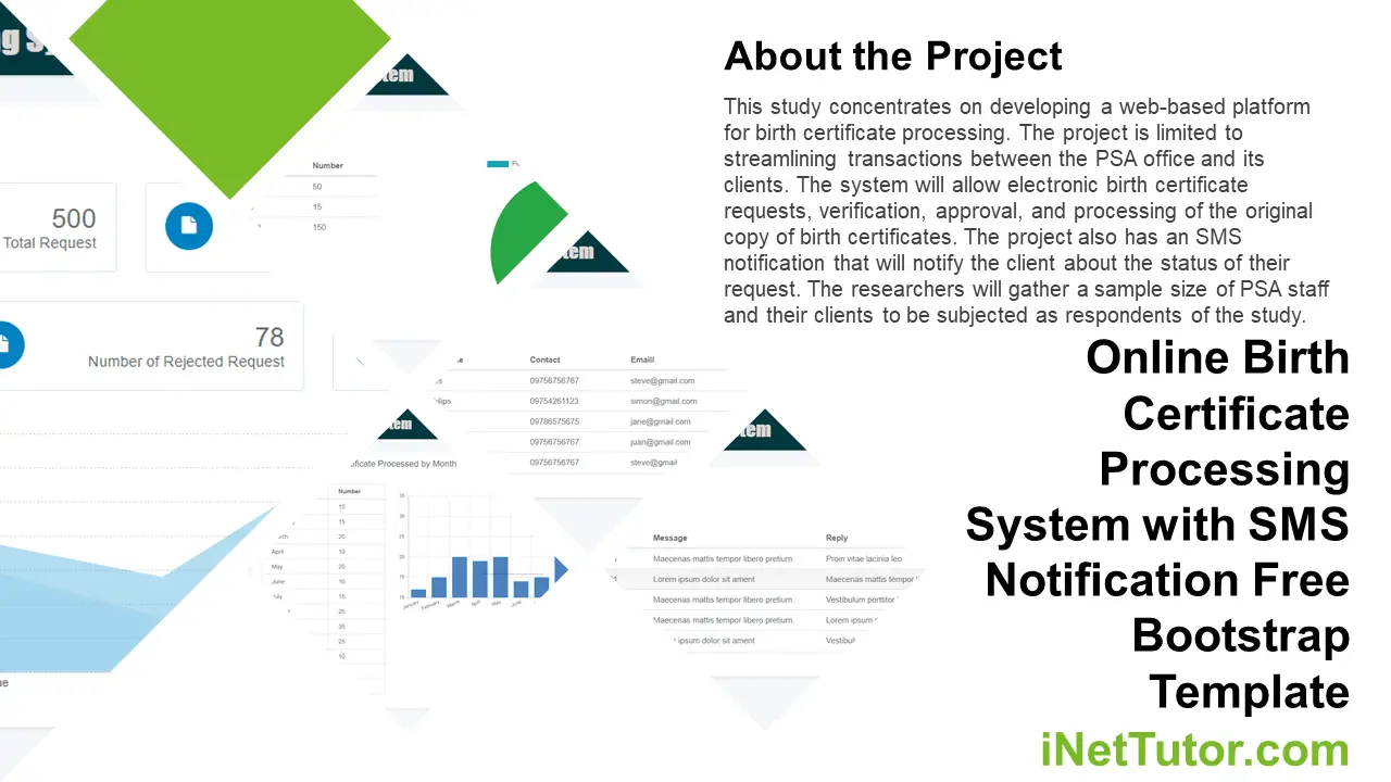 Online Birth Certificate Processing System with SMS Notification Free Bootstrap Template