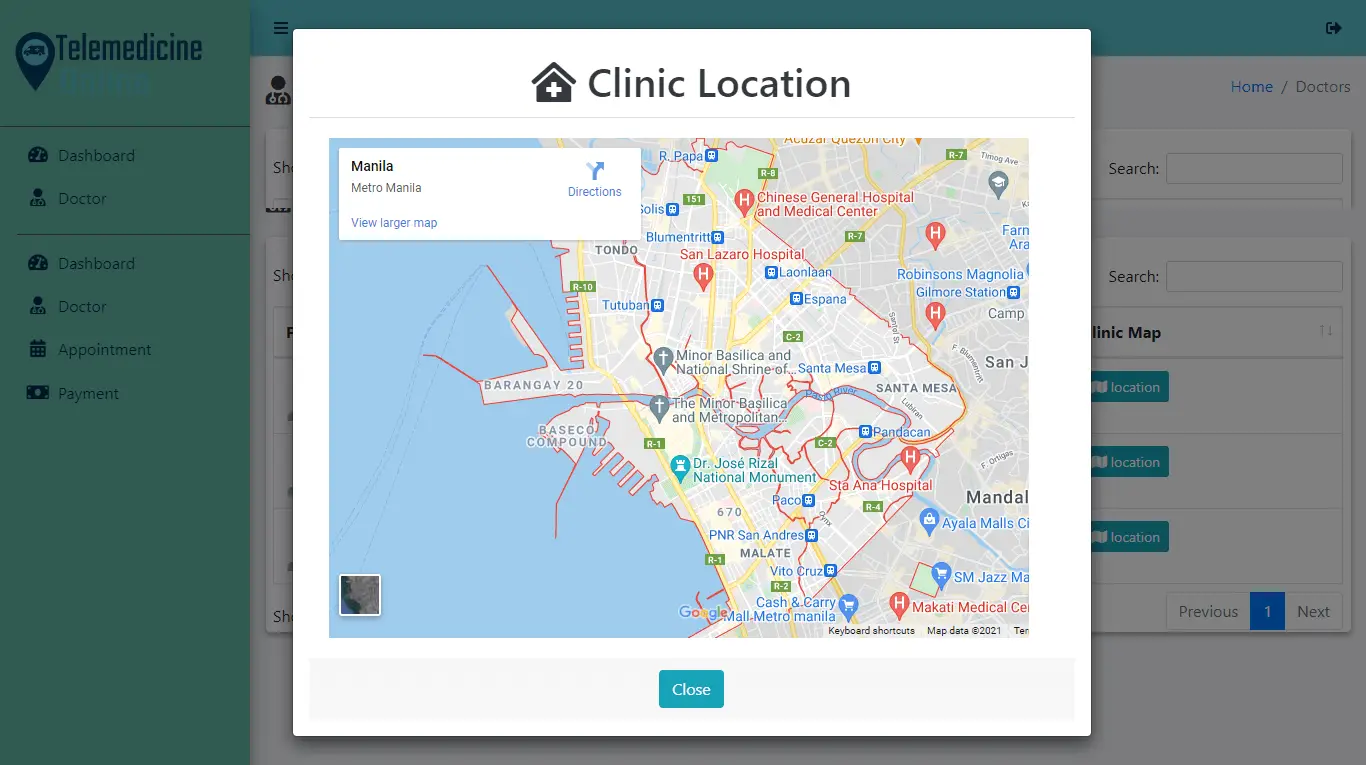 Telemedicine Online Platform Free Bootstrap Template - Clinic Location