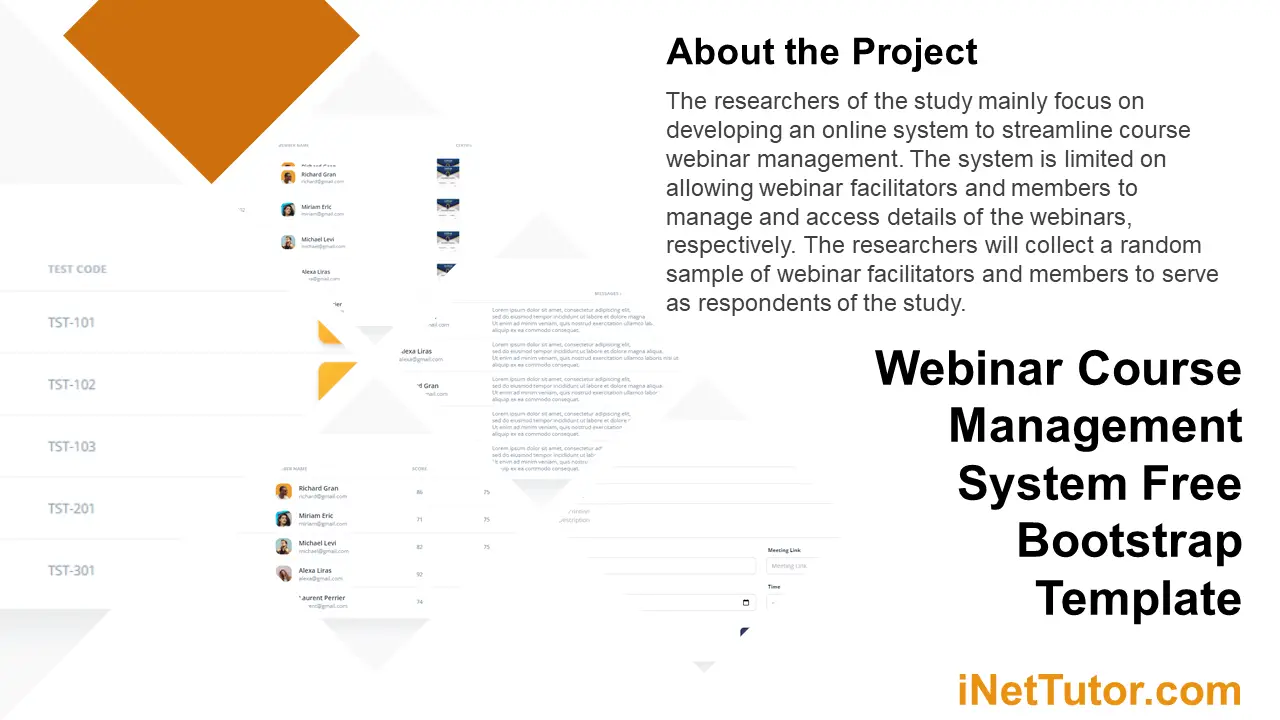 Webinar Course Management System Free Bootstrap Template