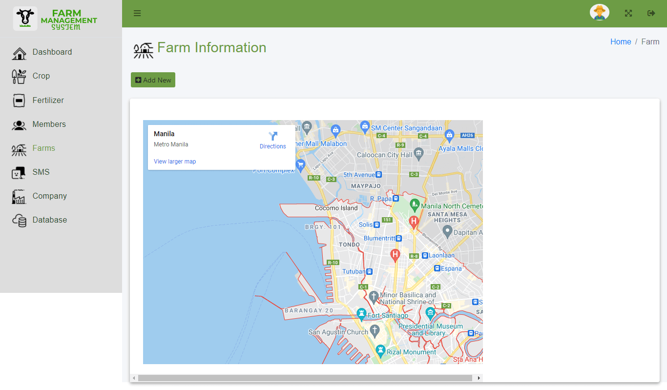 Cloud-Based Farm Management Assistant System Free Bootstrap Source code - Farm Map