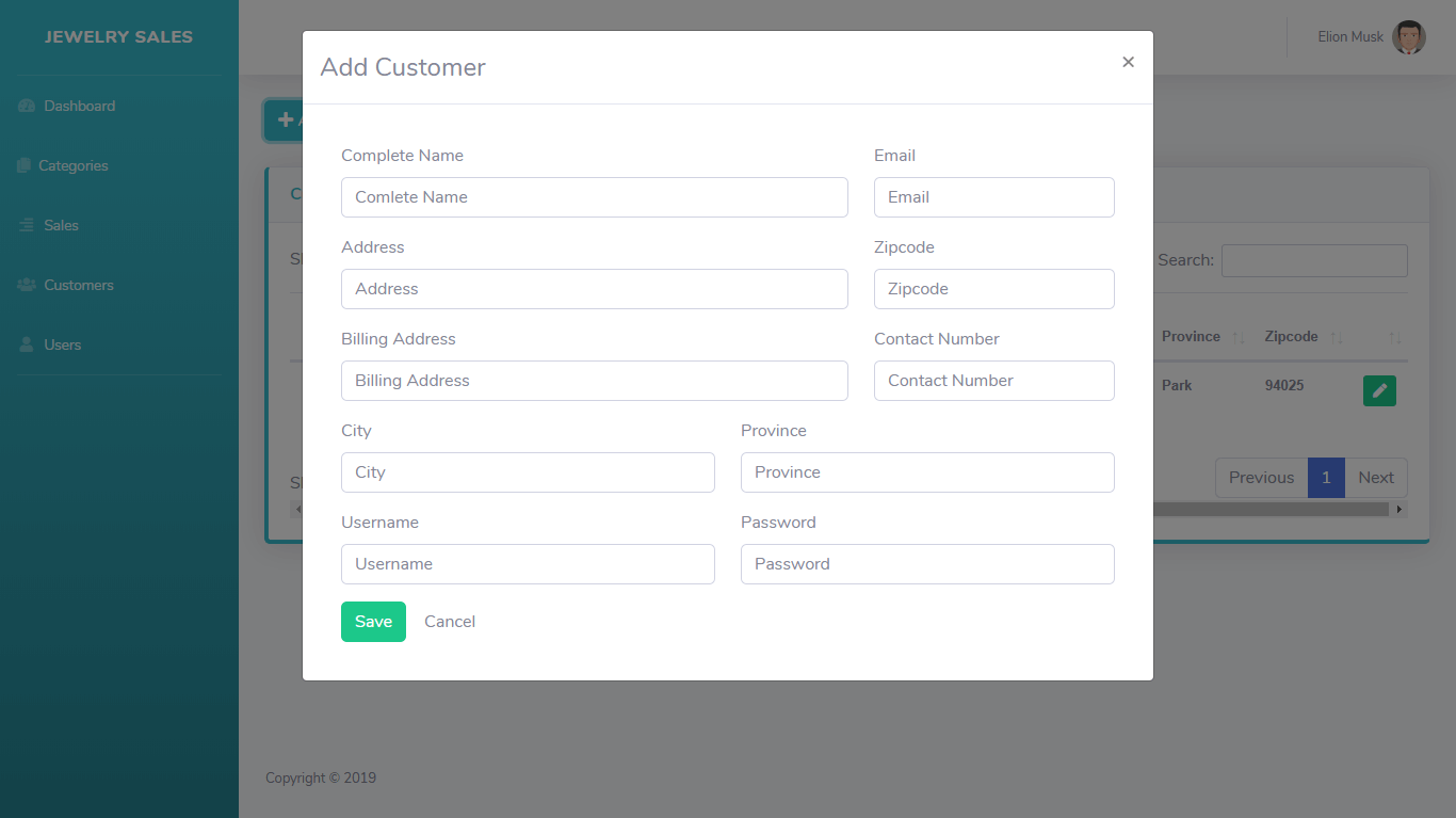 Jewelry Sales Accounting and Appraisal System Customers Module