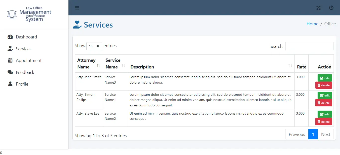 Law Office Management Information System in Bootstrap and PHP Script - Attorney Services