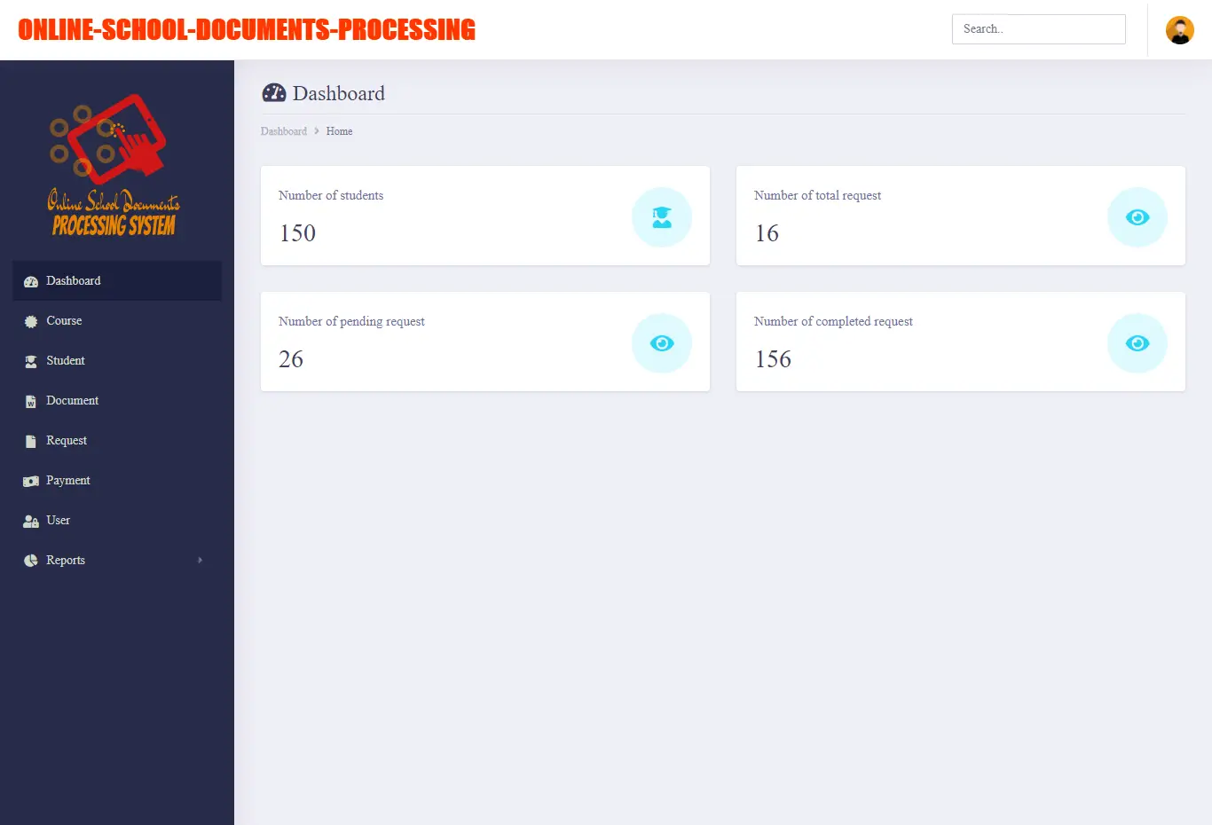 Online School Documents Processing System Free Bootstrap Template - Admin Dashboard