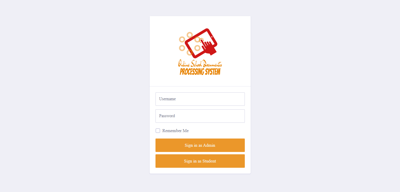 Online School Documents Processing System Free Bootstrap Template - Login