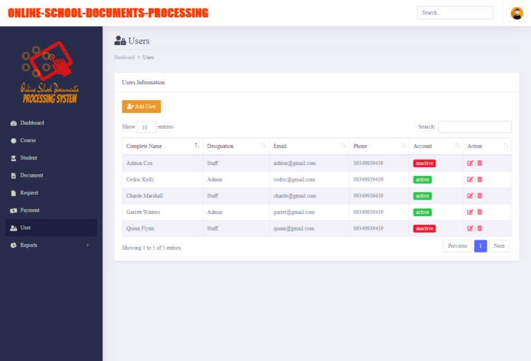 Online School Documents Processing System Free Bootstrap Template ...