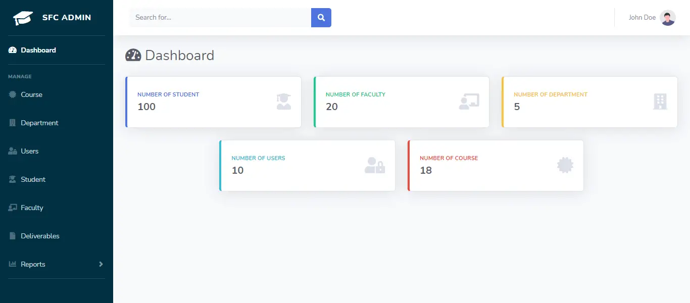 Student and Faculty Clearance System Free Bootstrap Source code - Admin Dashboard