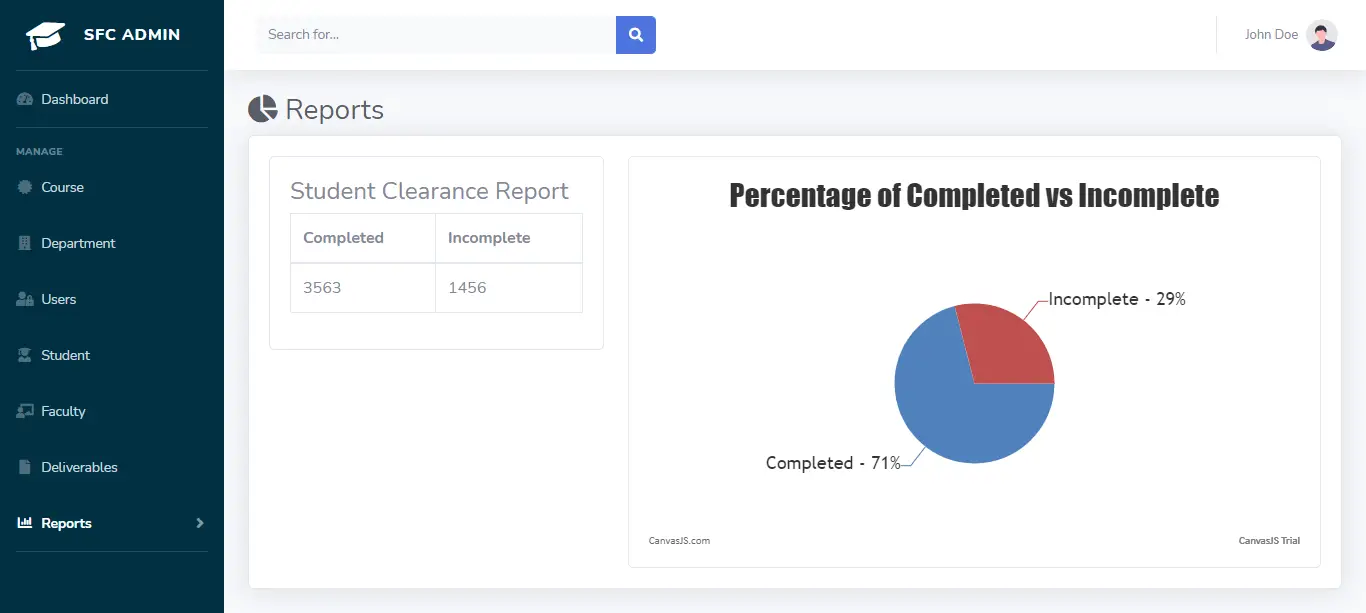 Student and Faculty Clearance System Free Bootstrap Source code - Student Clearance Report