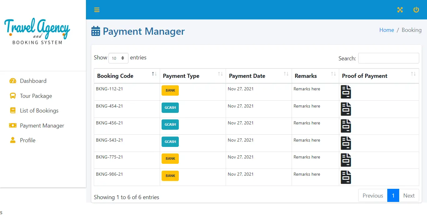 Multi-branch Travel Agency and Booking System PHP and Bootstrap Script - Payment Manager