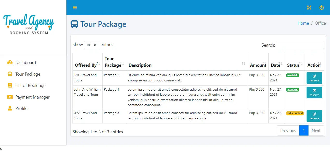 Multi-branch Travel Agency and Booking System PHP and Bootstrap Script - Tour Packages List