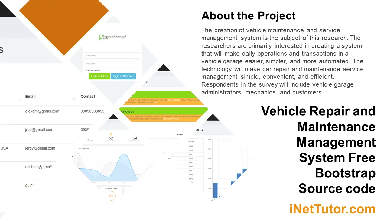 Vehicle Repair and Maintenance Management System Free Bootstrap Source code