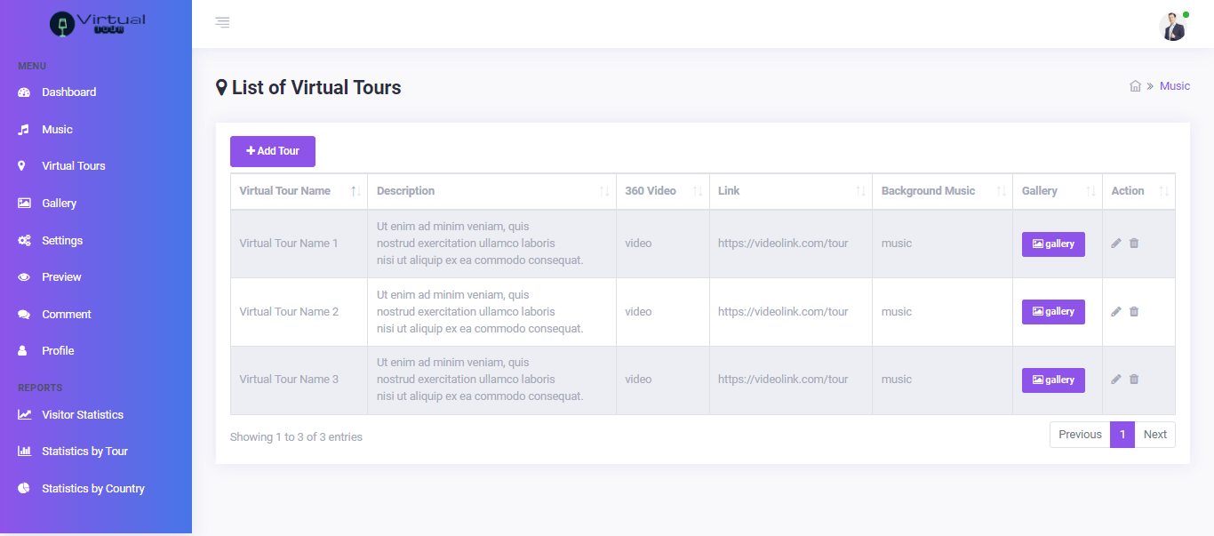Virtual Online Tour Application Free Bootstrap Template Source code - Virtual Tours