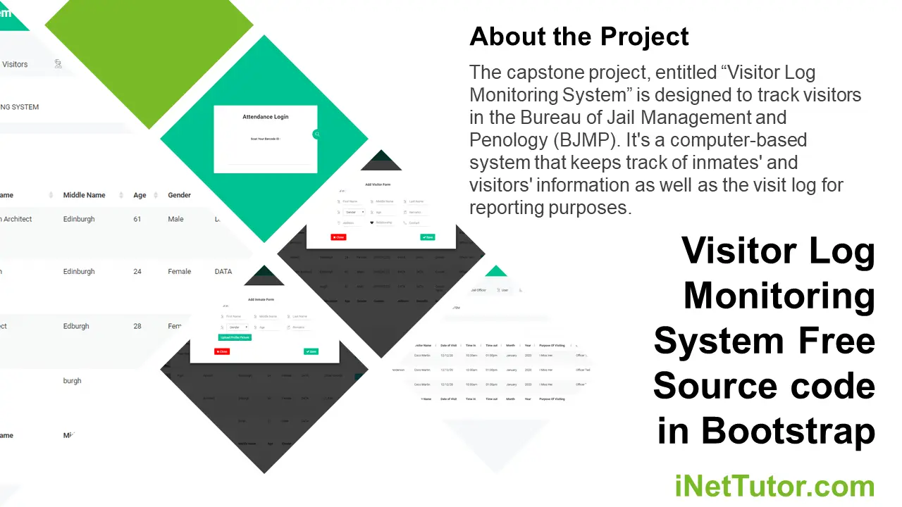 Visitor Log Monitoring System Free Source code in Bootstrap