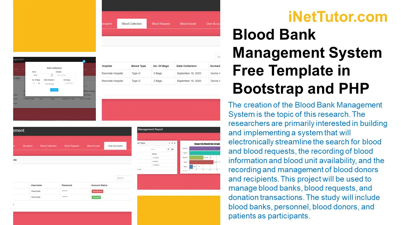 Blood Bank Management System Free Template in Bootstrap and PHP