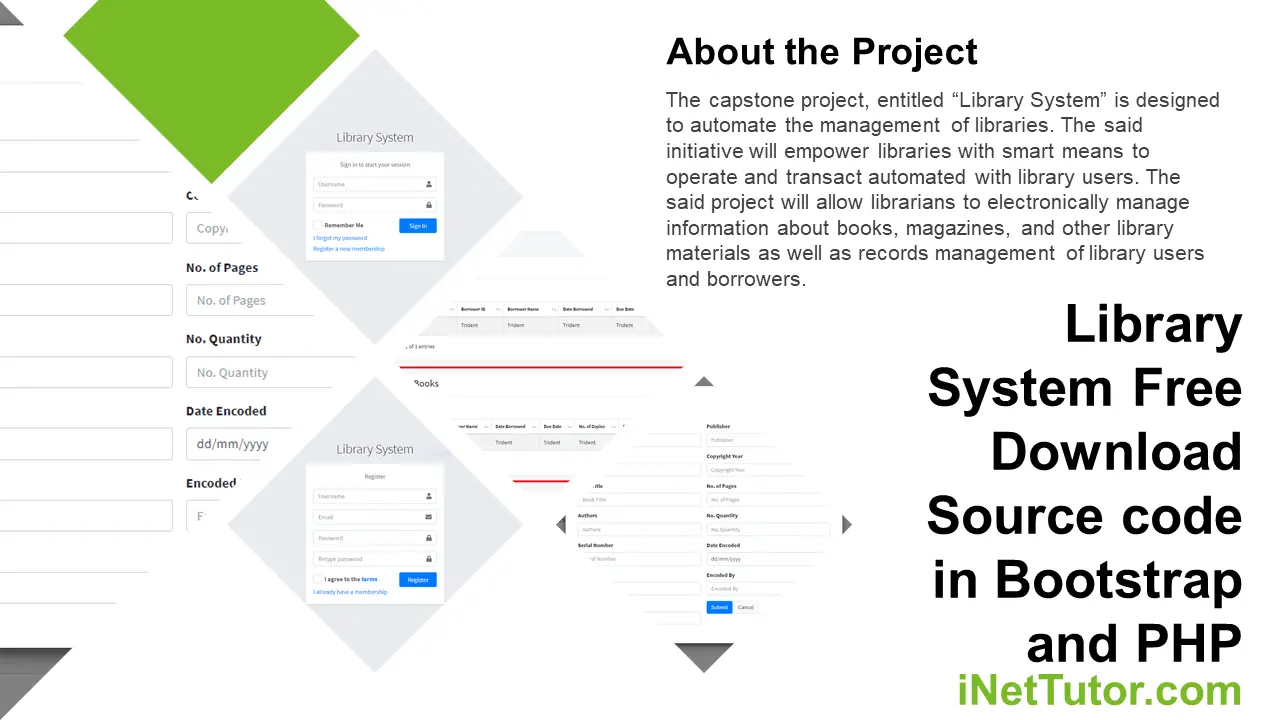 Library System Free Download Source code in Bootstrap and PHP