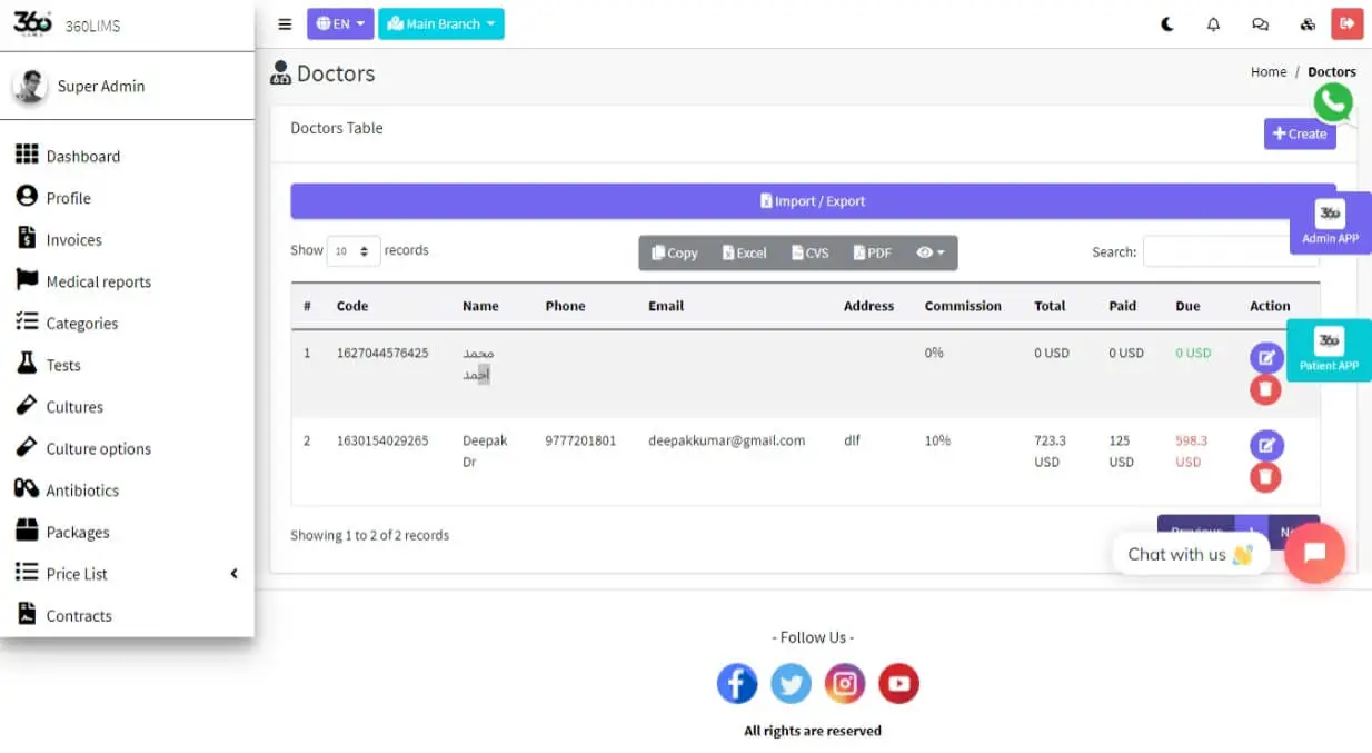 Multi-Branches Laboratory Management System - Doctor Information Management