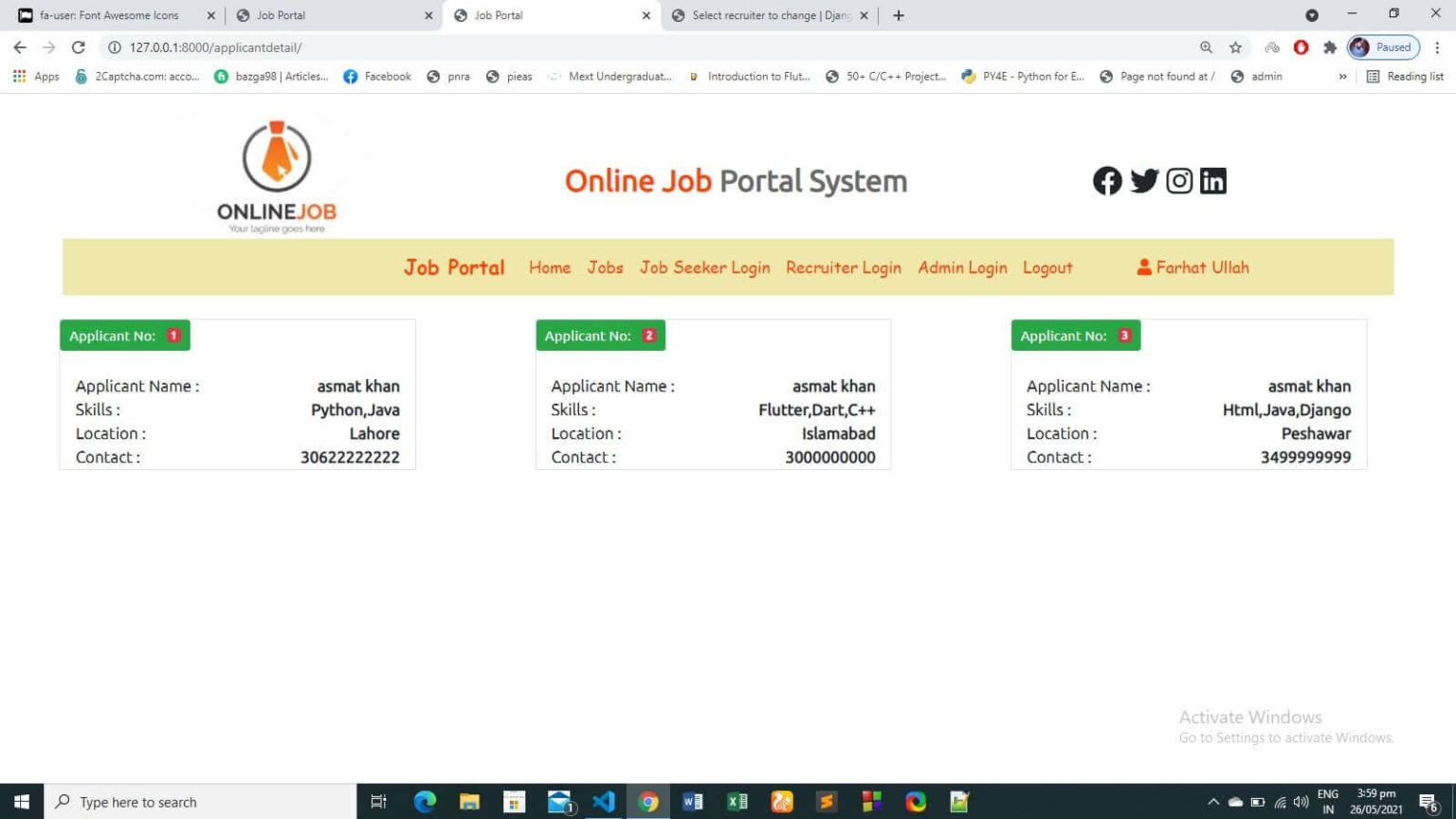 Online Job Portal using Django Web Framework Free Source code ...