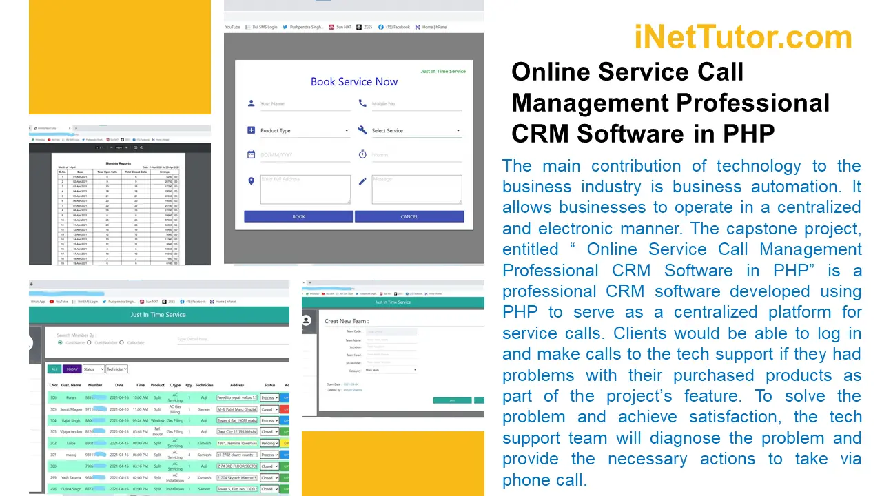 Online Service Call Management Professional CRM Software in PHP