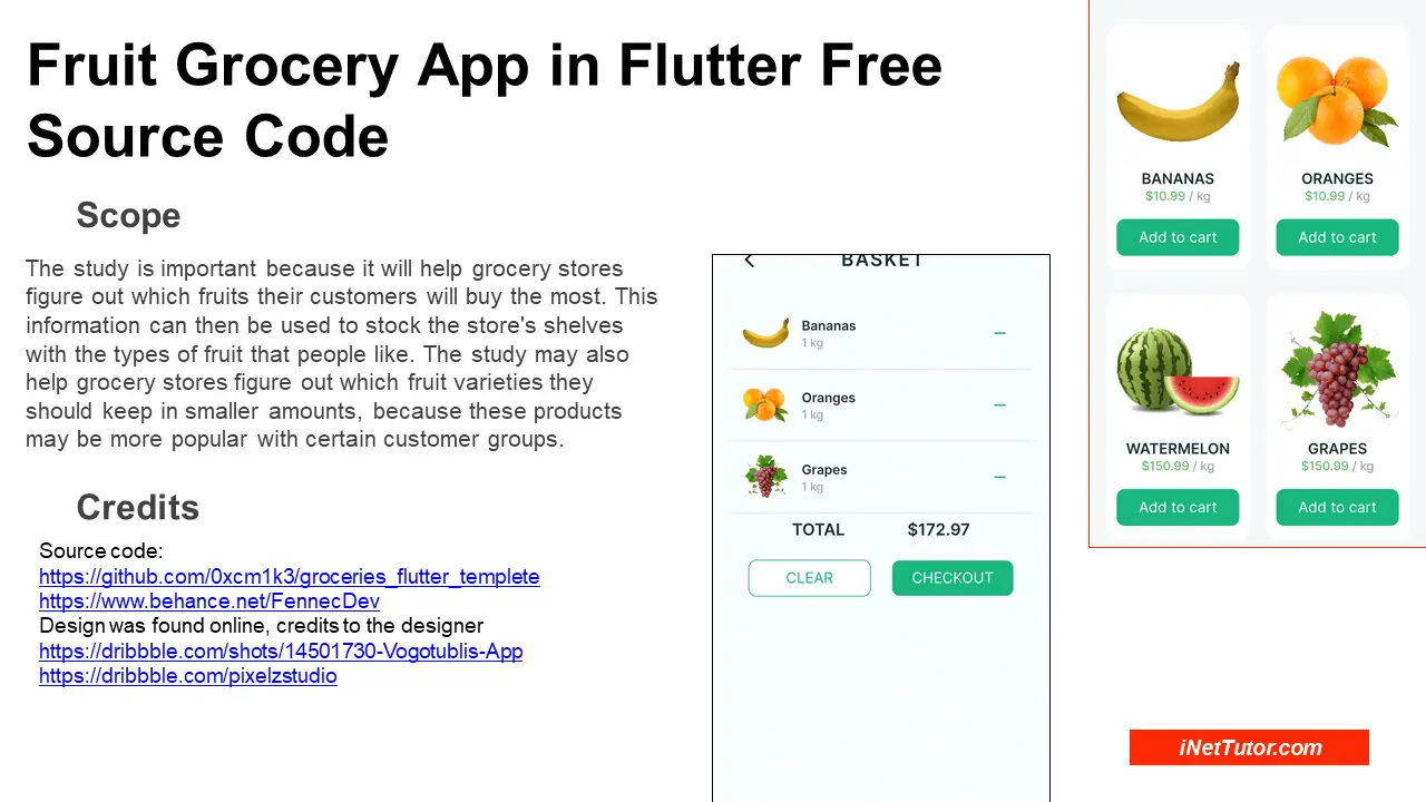 Fruit Grocery App in Flutter Free Source Code